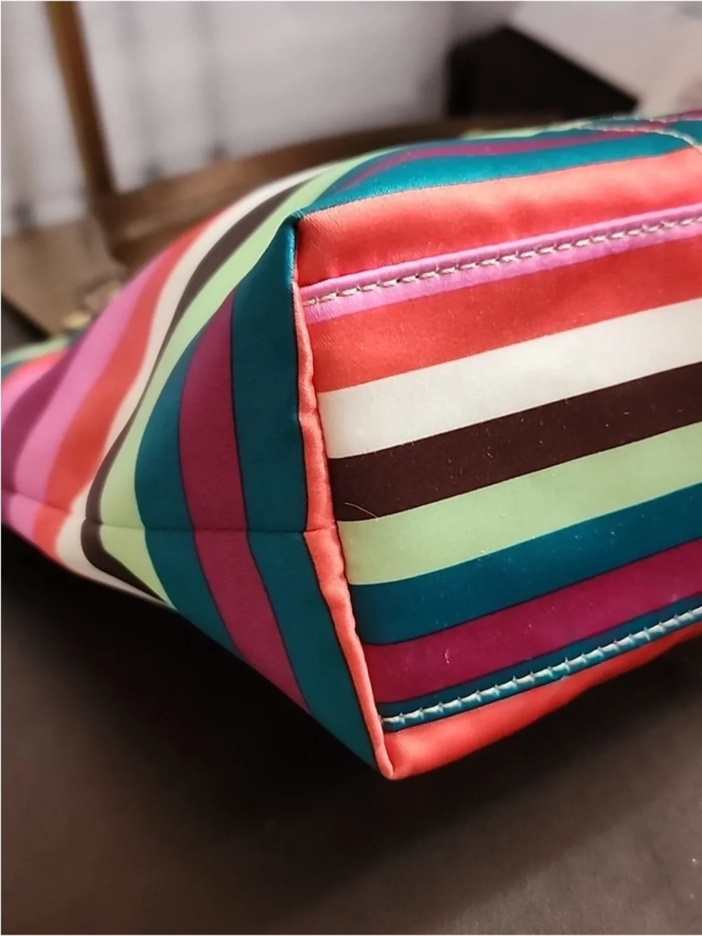 Coach Legacy Striped Tote EUC with Metallic Gold Trim - Picture 10 of 11